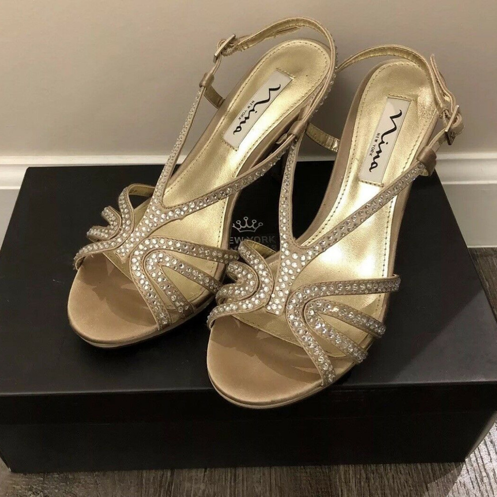Gold Nina's High Heel Sandals Size 5